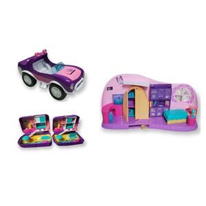Polly Pocket Bundle • SUV • Go Bed Room Playset • Hidden Places Beach Vibes •